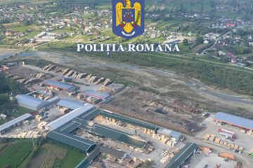 Imagini din elicopter cu depozite de lemn vizate de anchetă