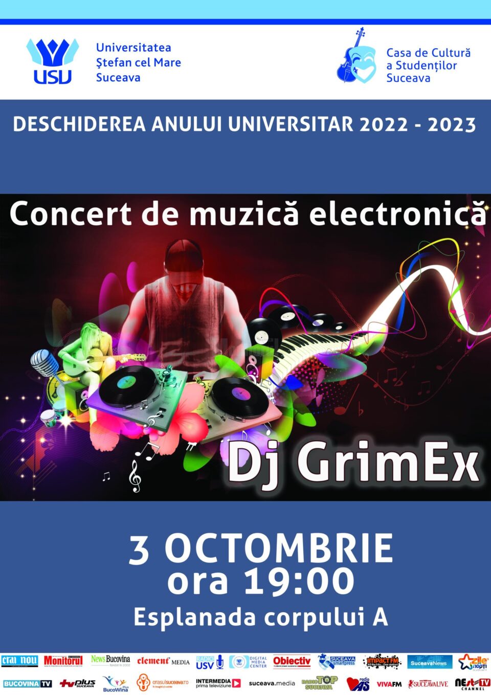 Afis Concert DJ Grim Ex la deschiderea noului an universitar la USV