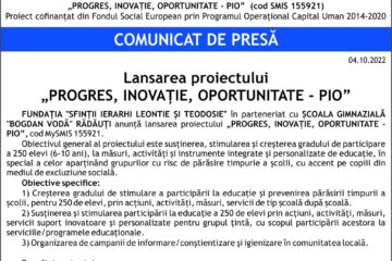 „PROGRES, INOVAȚIE, OPORTUNITATE - PIO” (cod SMIS 155921)