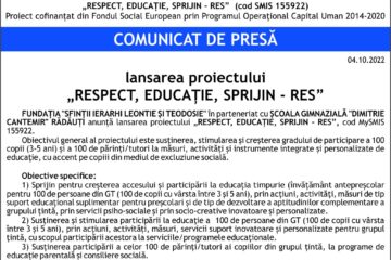 „RESPECT, EDUCAȚIE, SPRIJIN - RES” (cod SMIS 155922)