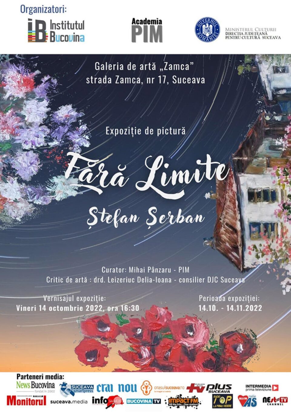 Expoziția de pictură „Fără Limite”, semnată de Ștefan Șerban, la Galeria de artă „Zamca” Expoziția de pictură „Fără Limite”, semnată de Ștefan Șerban, la Galeria de artă „Zamca”