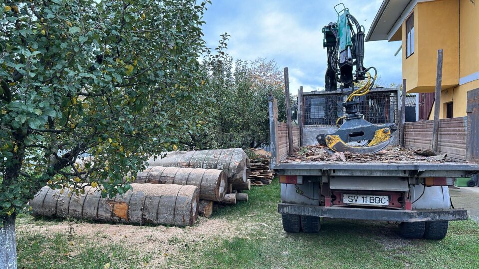 Camionul care a descărcat în curtea Poliției Arbore