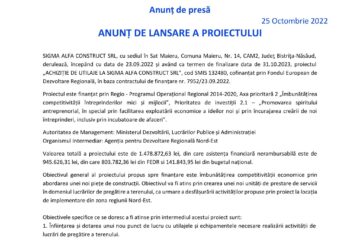 ANUNȚ DE LANSARE A PROIECTULUI