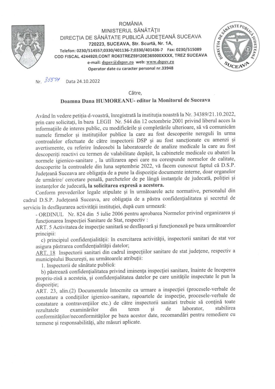 Răspuns petiție DSP