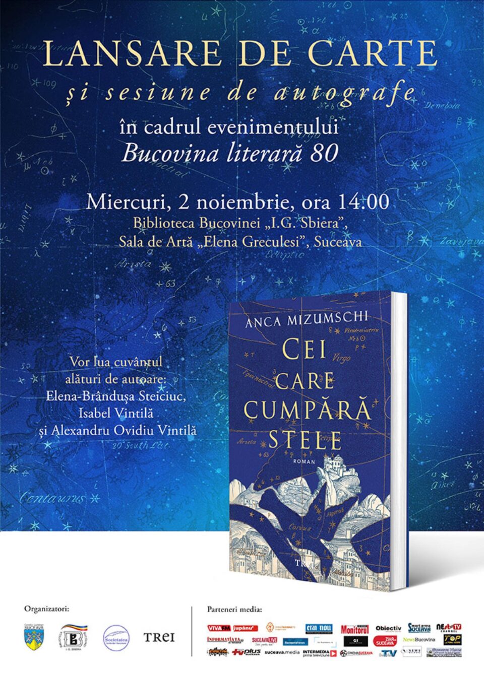Lansarea romanului „Cei care cumpără stele”, de Anca Mizumschi, la Biblioteca Bucovinei Lansarea romanului „Cei care cumpără stele”, de Anca Mizumschi, la Biblioteca Bucovinei