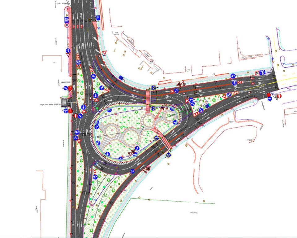 Sensul giratoriu de la intersecția Calea Obcinilor cu bulevardul principal