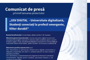 „USV DIGITAL – Universitate digitalizată, Studenți conectați la profesii emergente, Viitor durabil”
