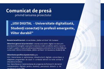 „USV DIGITAL – Universitate digitalizată, Studenți conectați la profesii emergente, Viitor durabil”