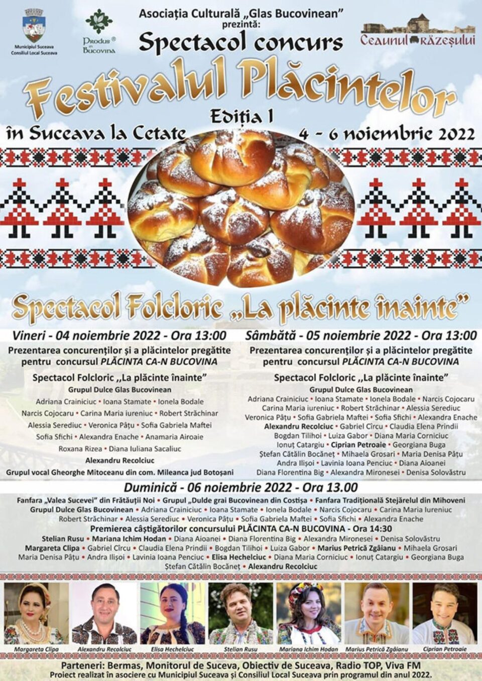 „Festivalul Plăcintelor”, de vineri până duminică, pe platoul Cetății de Scaun Suceava