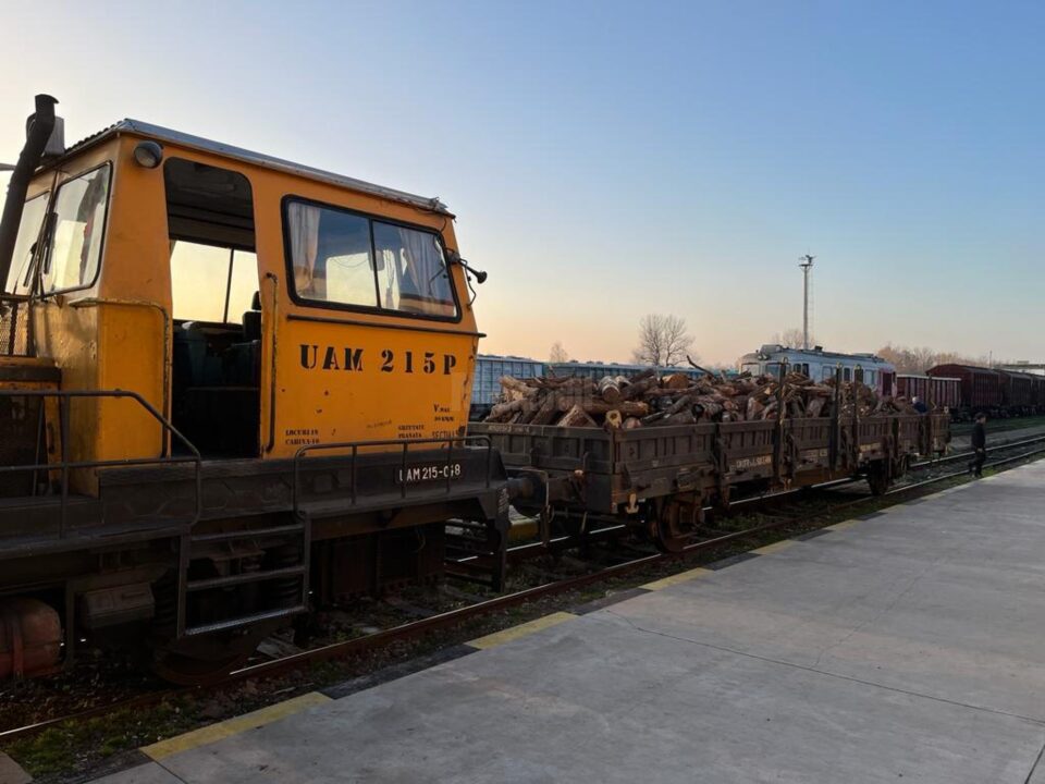 Drezina transporta peste 9 mc lemn