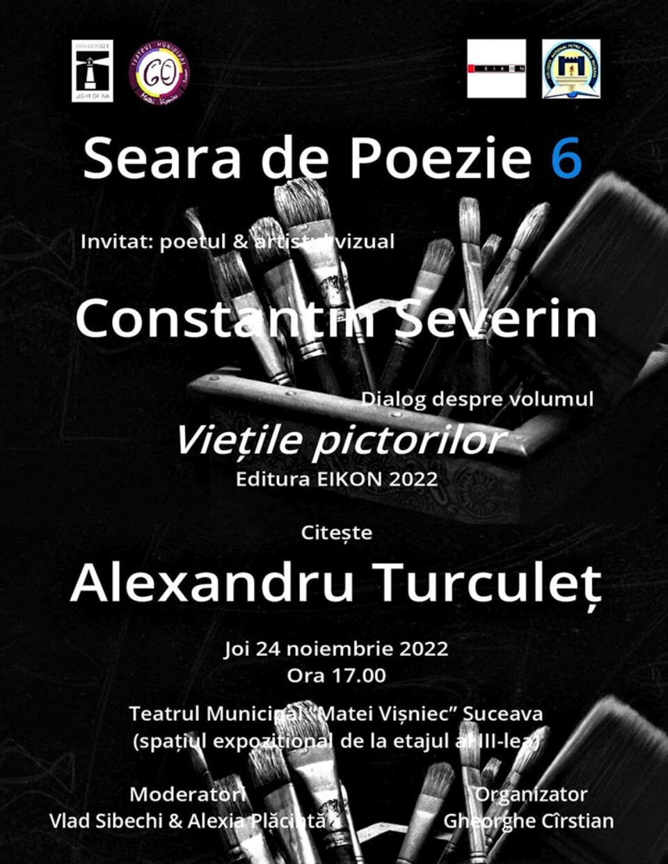 Poetul și artistul vizual Constantin Severin, invitat joi la „Seară de Poezie”, la Teatrul „Matei Vișniec”
