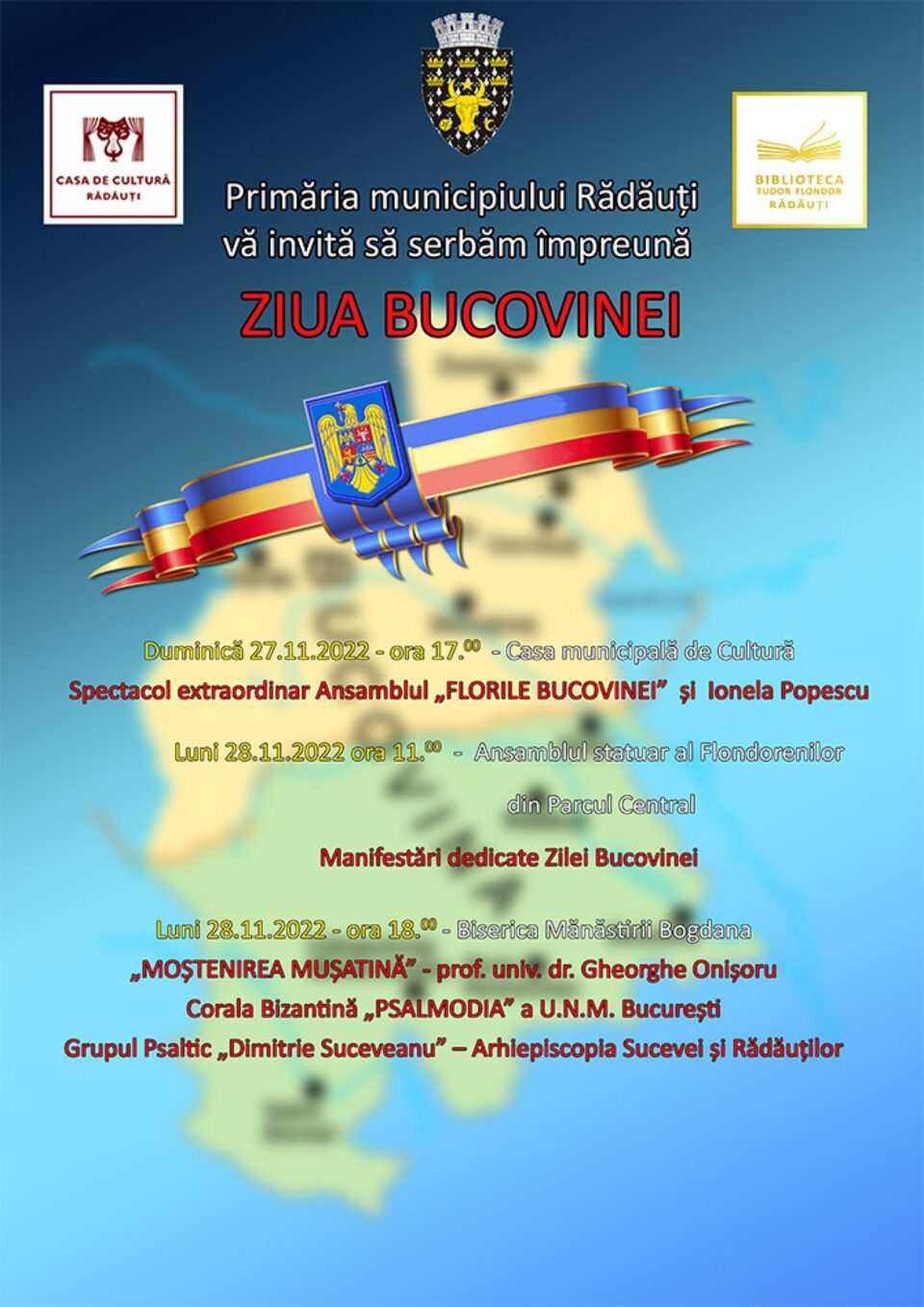 Manifestări de Ziua Bucovinei la Rădăuți
