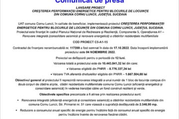 ANSARE PROIECT CREȘTEREA PERFORMANȚEI ENERGETICE PENTRU BLOCURILE DE LOCUINȚE DIN COMUNA CORNU LUNCII, JUDEȚUL SUCEAVA