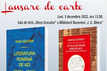 Lansare de carte, luni, la Biblioteca Bucovinei „I. G. Sbiera”