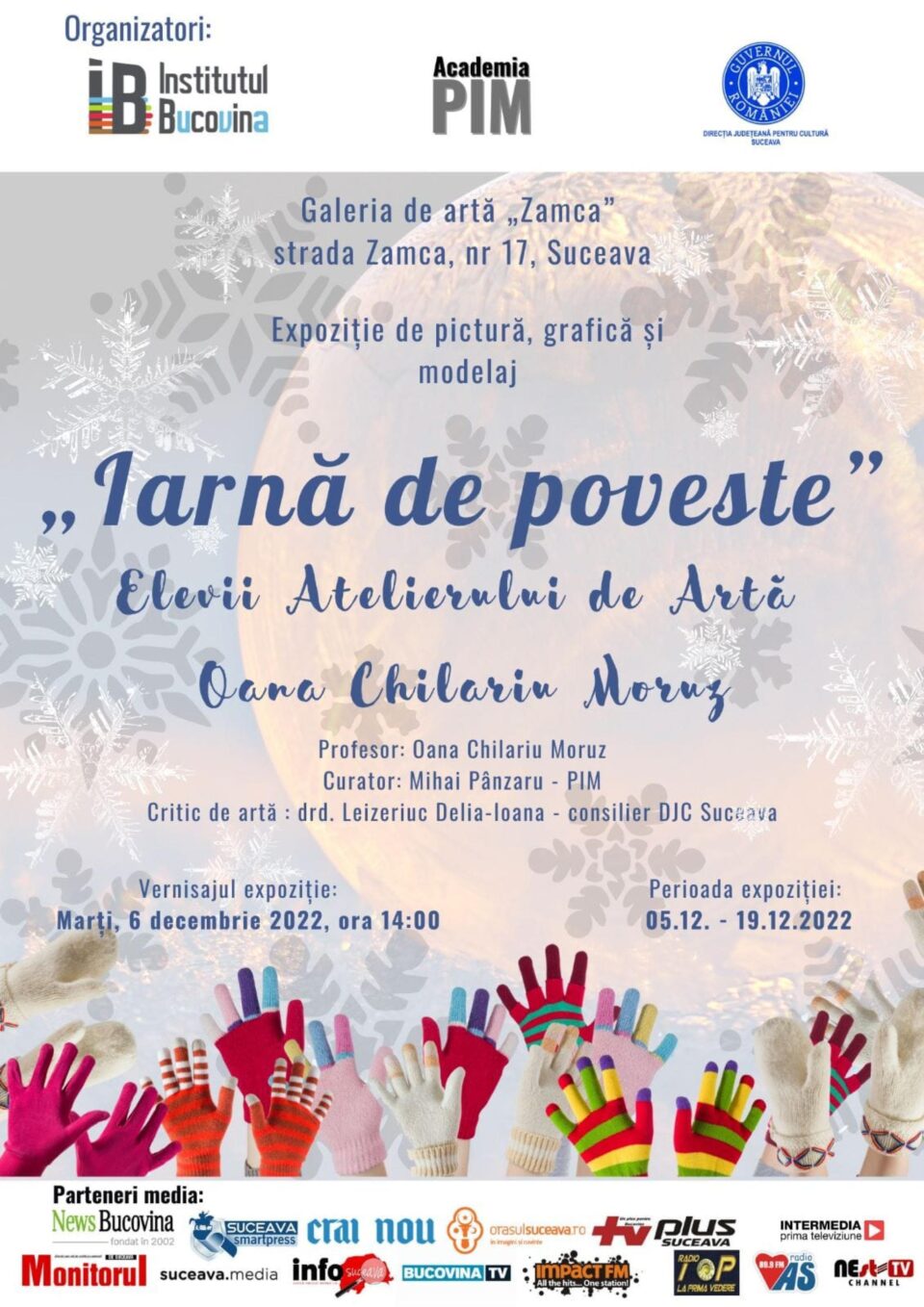 „Iarnă de poveste”, expoziție de pictură, grafică și modelaj, la Galeria de artă „Zamca”