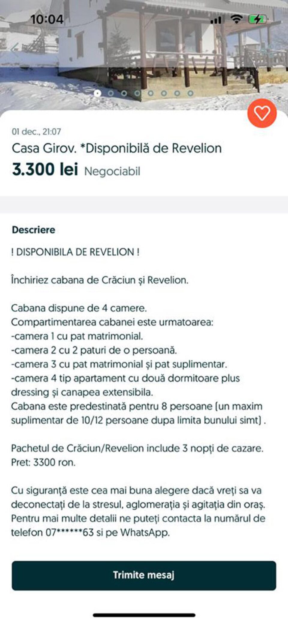 Anunțul postat pe OLX