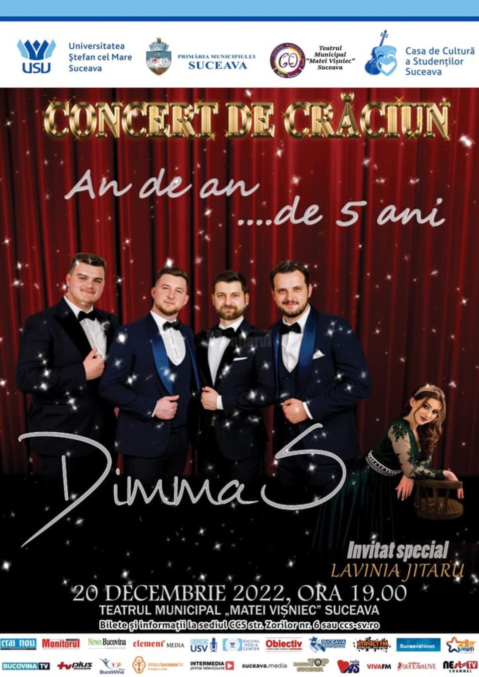 Afisul Concertului de Craciun sustinut de grupul Dimma's la Suceava