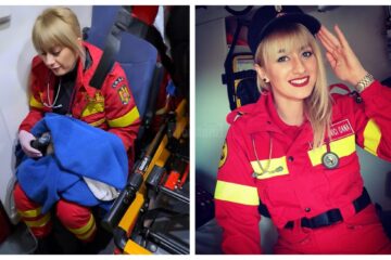 Medicul de gardă UPU-SMURD Oana Mihailovici cu copilul nascut prematur