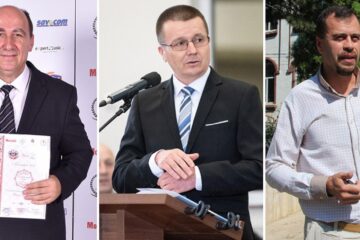 Conducerea IȘJ - Petru Crăciun, inspectorul general Grigore Bocanci și Gabriel Matei