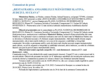„RESTAURAREA ANSAMBLULUI MĂNĂSTIRII SLATINA, JUDEȚUL SUCEAVA”