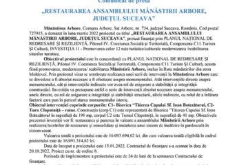 „RESTAURAREA ANSAMBLULUI MĂNĂSTIRII ARBORE, JUDEȚUL SUCEAVA”