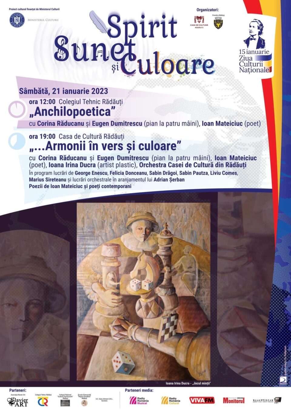 Expoziție de artă plastică, recital de pian și poezie, la Rădăuți