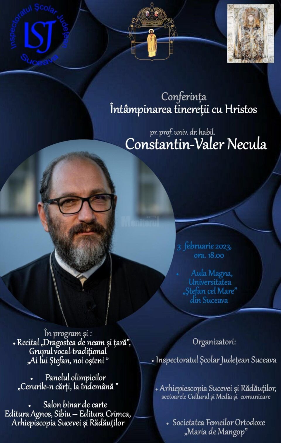Părintele Constantin Necula va conferenția la Universitatea „Ștefan cel Mare” Suceava Părintele Constantin Necula va conferenția la Universitatea „Ștefan cel Mare” Suceava