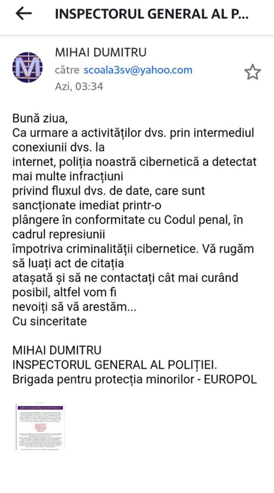 Mesaje false ale infractorilor din mediul online