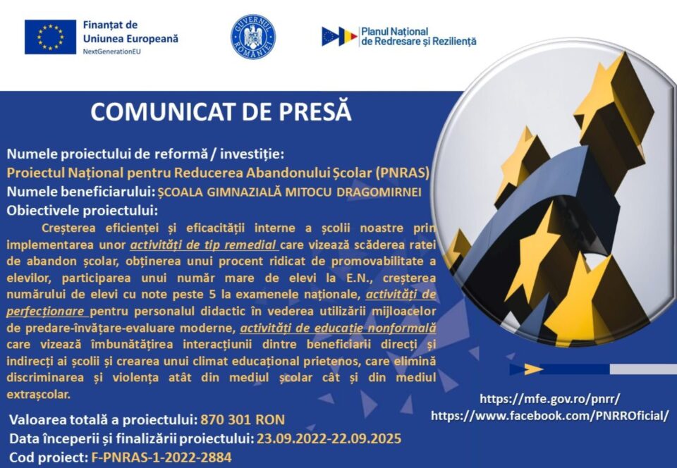 Proiectul Național pentru Reducerea Abandonului Școlar (PNRAS)