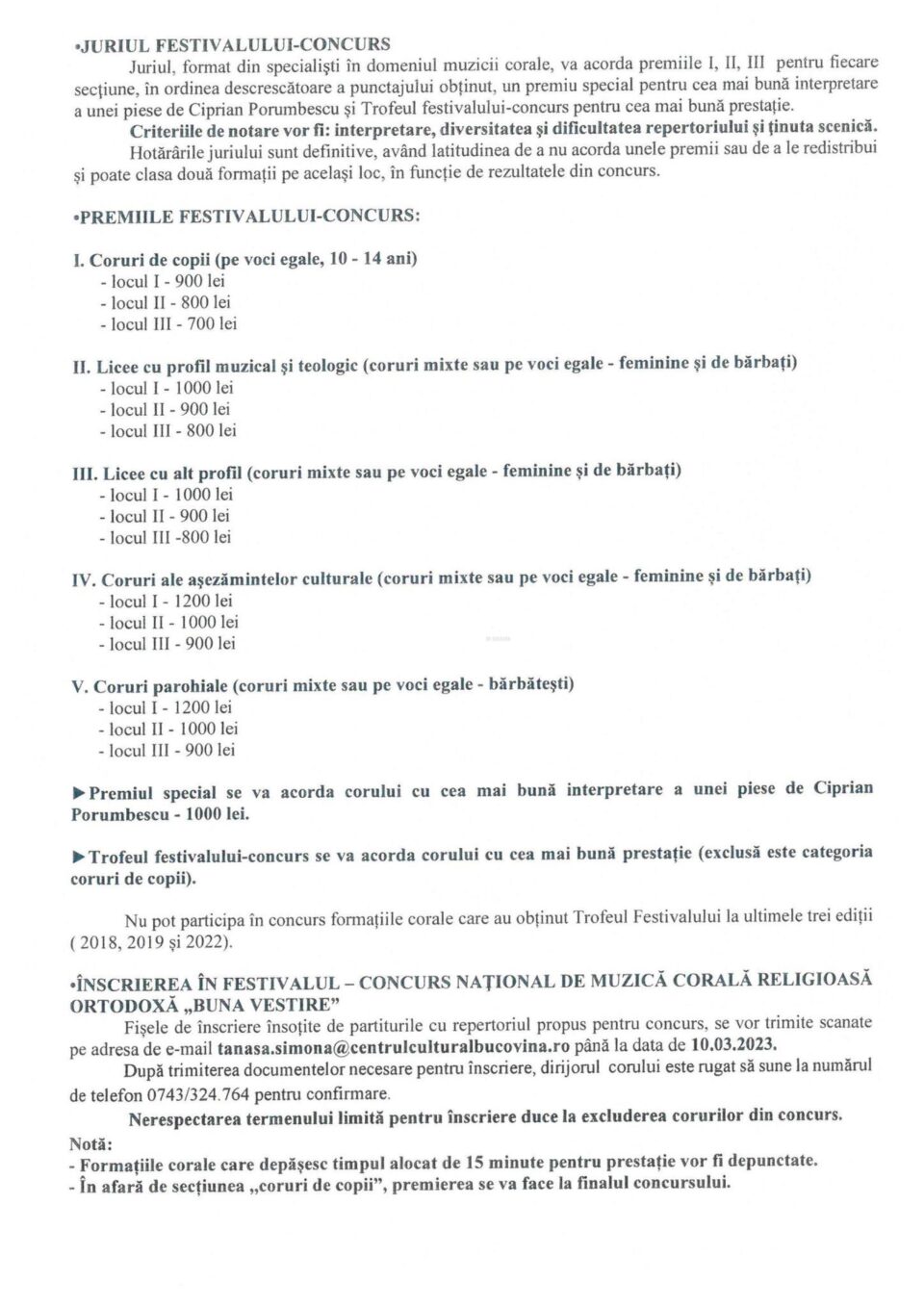 Regulamentul concursului