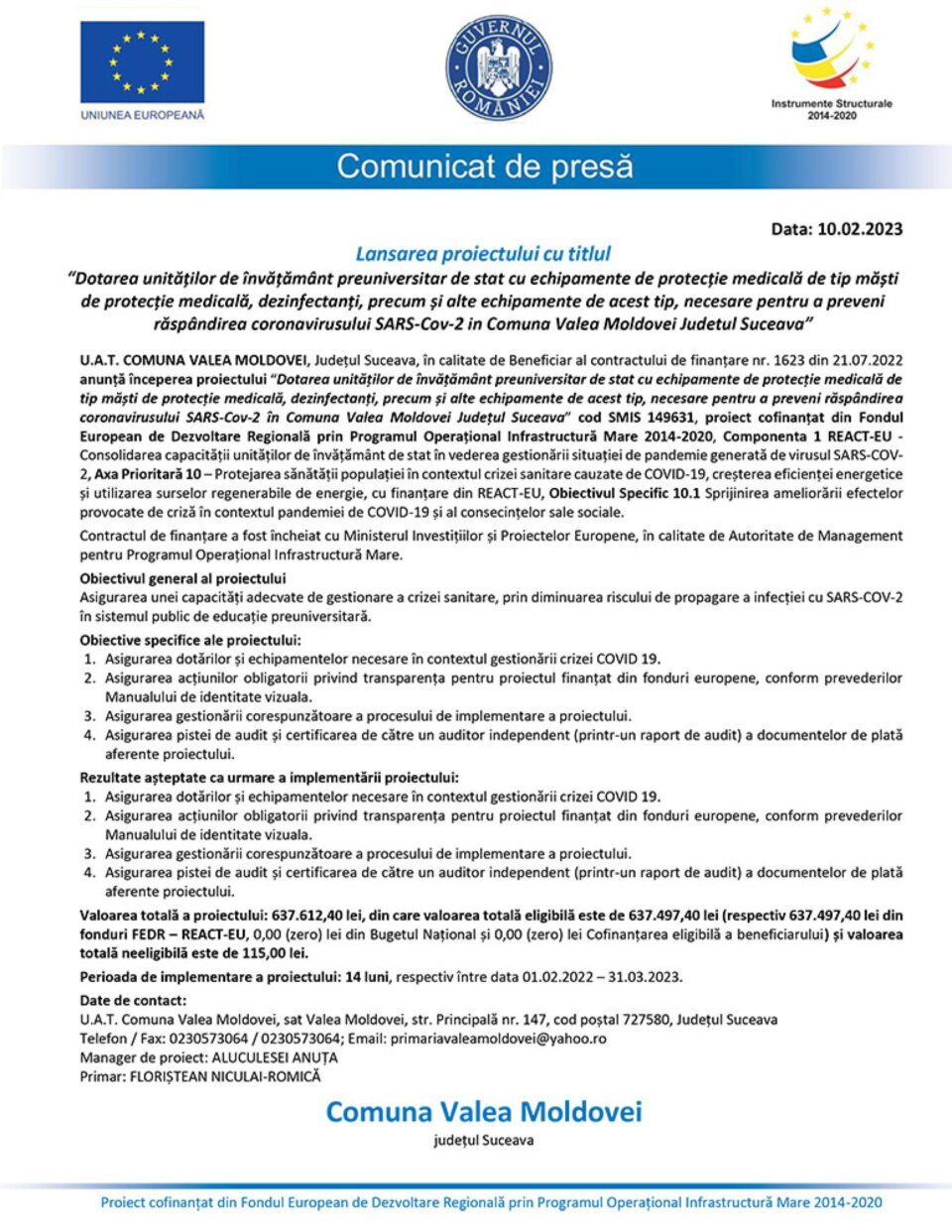 Lansarea proiectului cu titlul “Dotarea unităților de învățământ preuniversitar de stat cu echipamente de protecție medicală de tip măști de protecție medicală, dezinfectanți, precum și alte echipamente de acest tip, necesare pentru a preveni răspân Lansarea proiectului cu titlul “Dotarea unităților de învățământ preuniversitar de stat cu echipamente de protecție medicală de tip măști de protecție medicală, dezinfectanți, precum și alte echipamente de acest tip, necesare pentru a preveni răspân