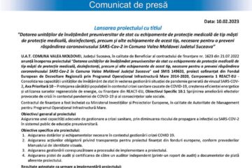 Lansarea proiectului cu titlul “Dotarea unităților de învățământ preuniversitar de stat cu echipamente de protecție medicală de tip măști de protecție medicală, dezinfectanți, precum și alte echipamente de acest tip, necesare pentru a preveni răspân