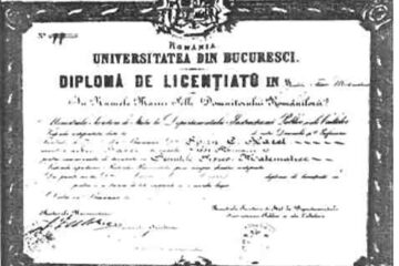 Diplomă de licență eliberată de Facultatea de Științe, 1874
