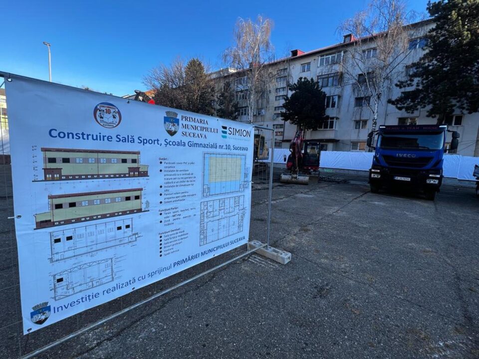 Mobilizare exemplară a firmei Simion Tehnoconstruct pentru a începe în forță noua investiție a municipalității sucevene - sala de sport
