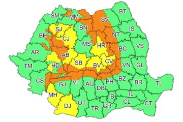 Cod portocaliu de vânt puternic și viscol în zona de munte a județului Suceava