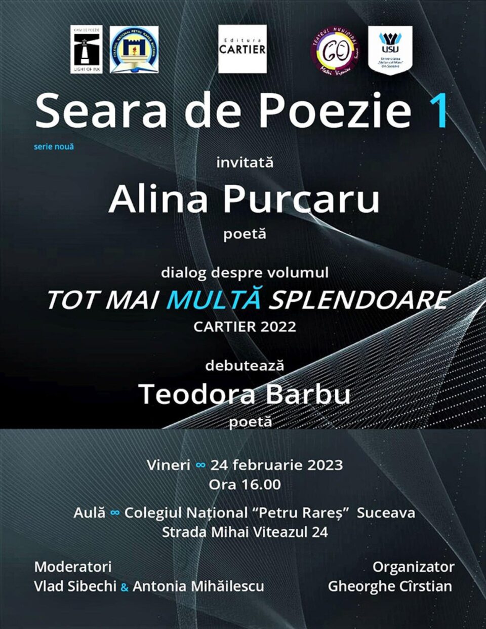 Seară de poezie, vineri, la Colegiul Național „Petru Rareș” Suceava
