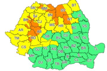 Cod portocaliu de ninsori abundente la munte și cod galben în restul județului