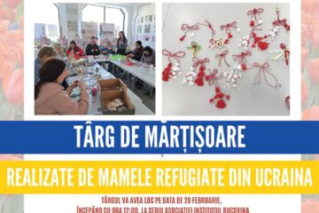 Mărțișoare realizate de mamele refugiate din Ucraina, expuse la sediul Asociației Institutul Bucovina