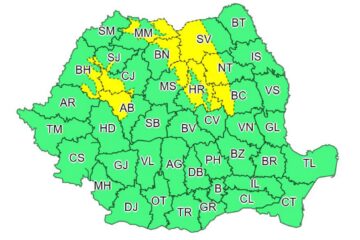 Cod galben de vânt timp de două zile, dar și precipitații în zona de munte