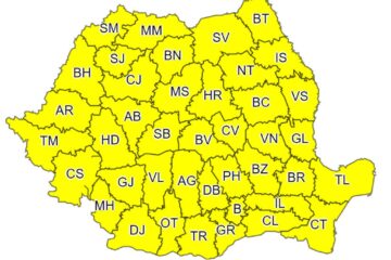 Cod galben de vânt puternic, ninsori și viscol la munte, în întreaga țară