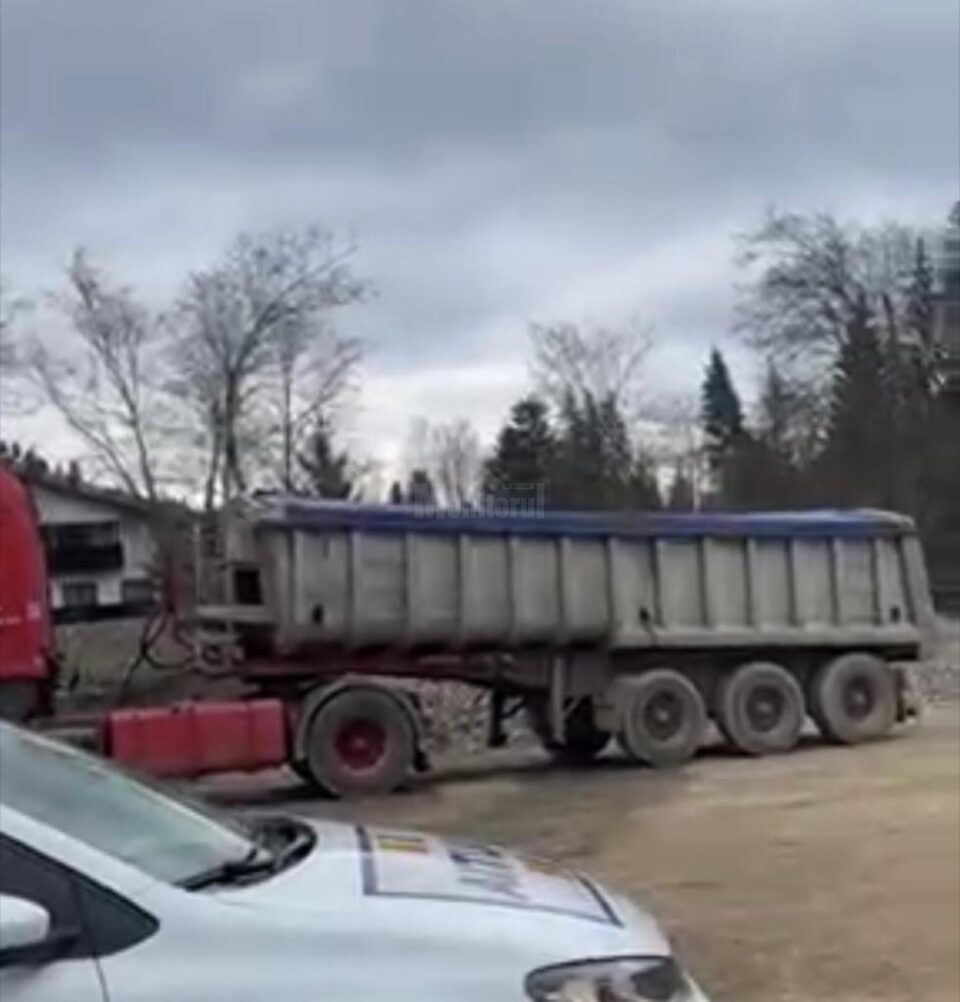 Camionul in care au fost încărcați 10 metri cubi de masă lemnoasă