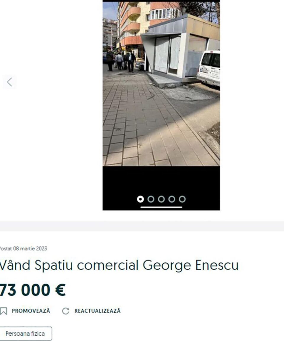 Anunț vânzare chioșc George Enescu