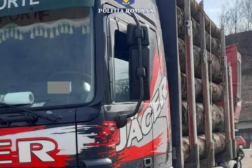 Un nou camion care transporta ilegal material lemnos, confiscat de polițiști