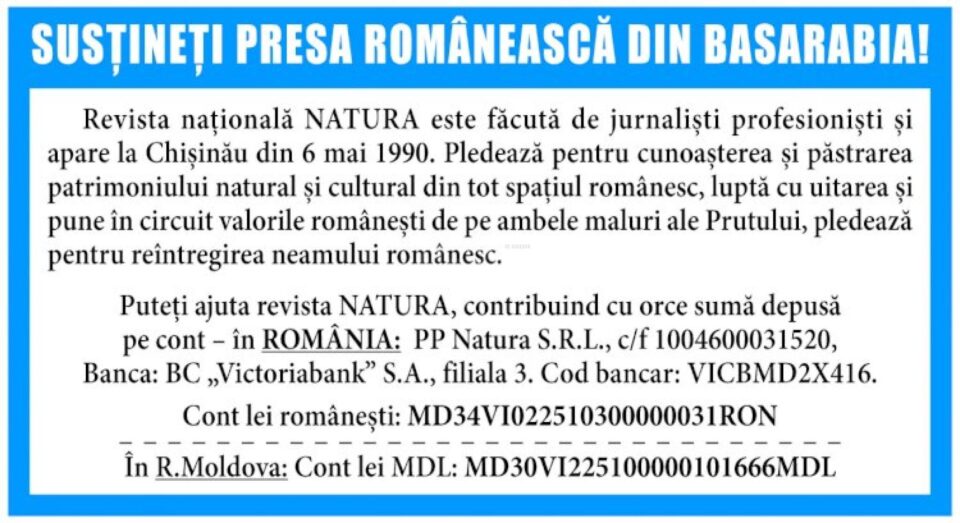 Revista „Natura” din Basarabia are nevoie de susținere financiară