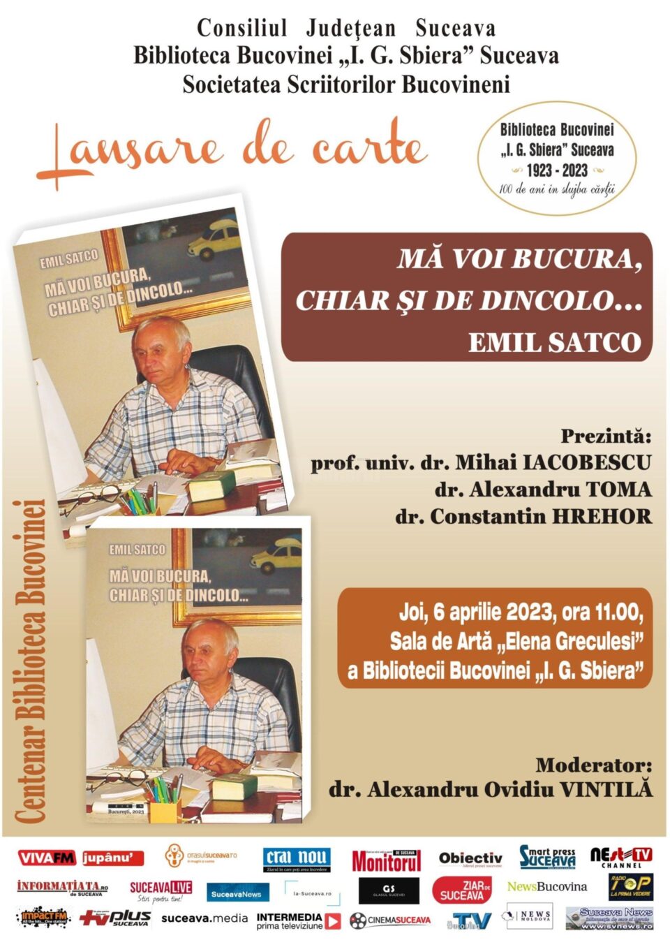 Cartea „Mă voi bucura, chiar și de dincolo...” de Emil Satco, realizată postum de Alis Niculică, va fi lansată la Biblioteca Bucovinei