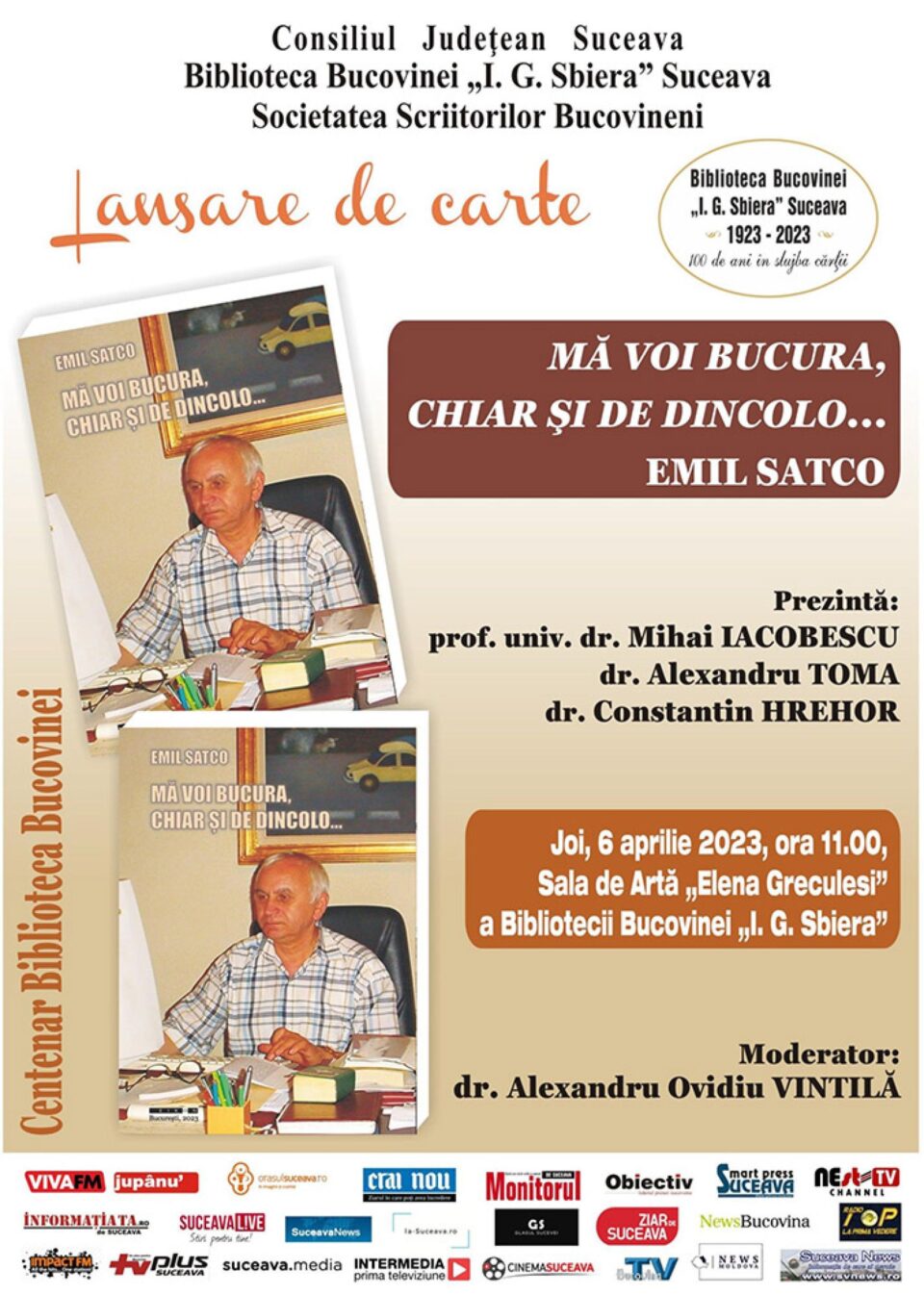 Cartea „Mă voi bucura, chiar și de dincolo...” de Emil Satco, realizată postum de Alis Niculică, va fi lansată la Biblioteca Bucovinei