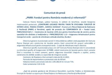 „PNRR: Fonduri pentru România modernă și reformată!” - CONSTRUIRE LOCUINȚE PENTRU TINERI ÎN STAȚIUNEA TURISTICĂ DE INTERES LOCAL POIANA STAMPEI , JUDEȚUL SUCEAVA