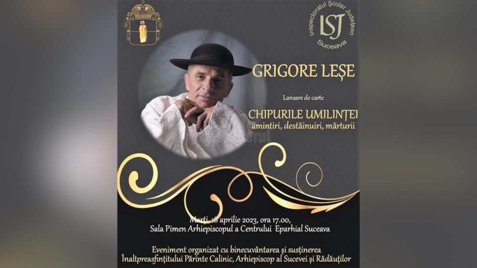 Grigore Leșe va conferenția marți la Centrul Eparhial Suceava