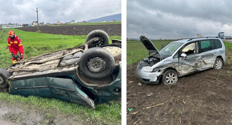 Cele două mașini implicate în accidentul de la Pătrăuți