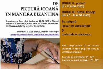 Muzeul Național al Bucovinei organizează Atelier de pictură - icoană în manieră bizantină - pentru adulți